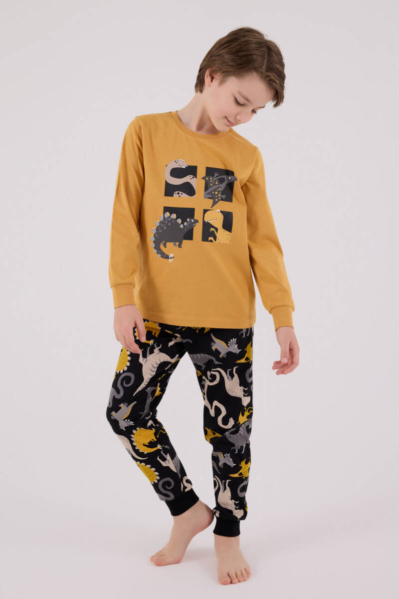 Rolypoly Erkek Çocuk Pamuklu Kışlık Regular Fit Sarı Pijama Takımı RP3661-C-V2 - 4