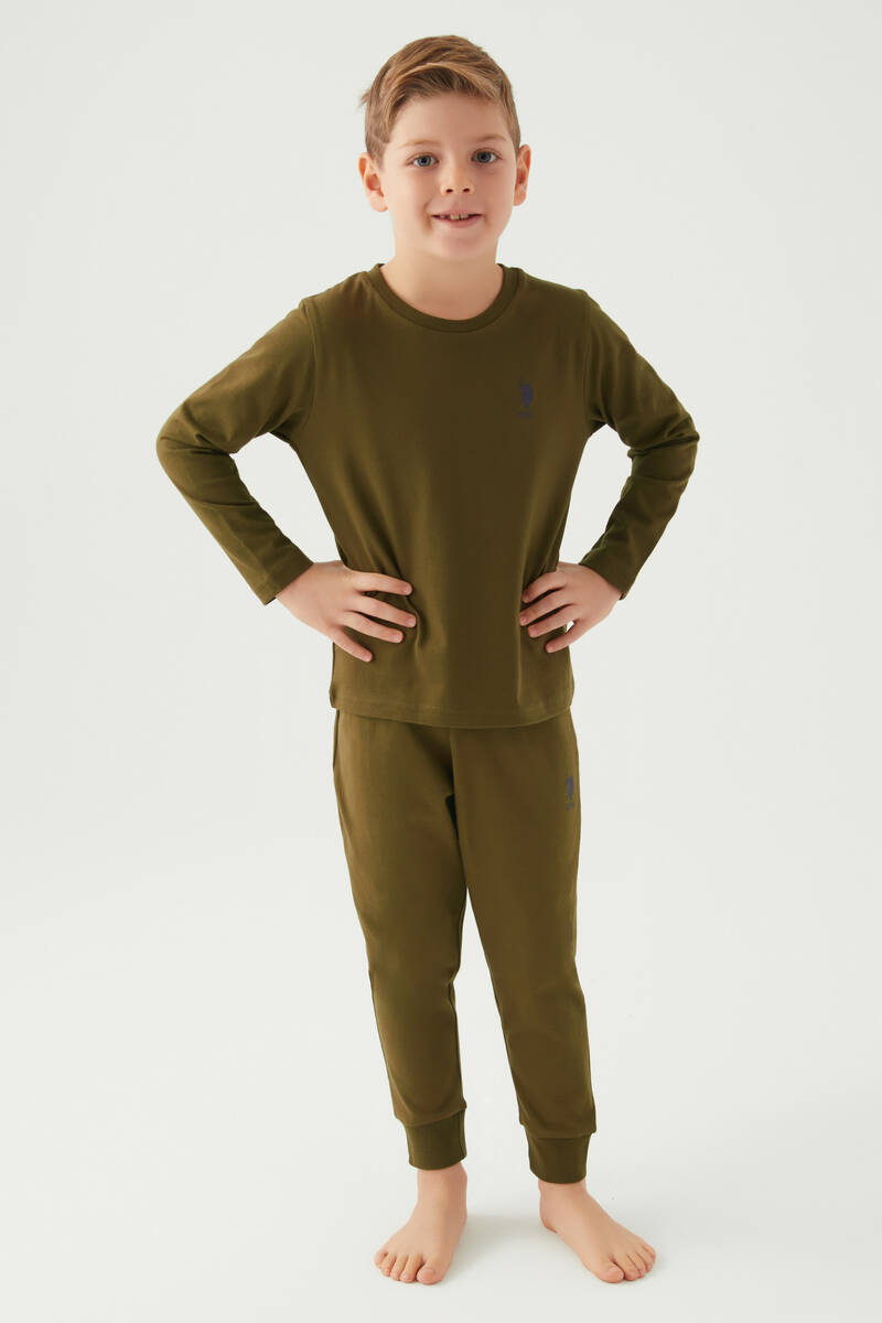 U.S. Polo Assn Lisanslı Haki Erkek Çocuk Pijama Takım
