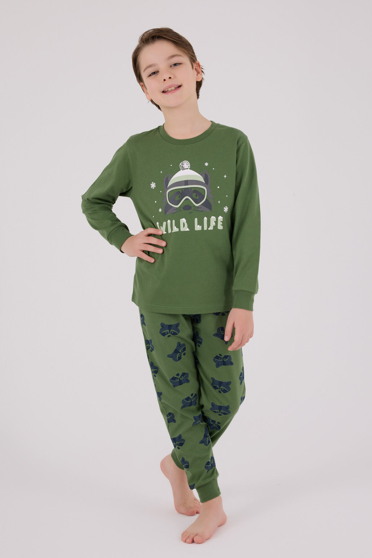 Rolypoly Erkek Çocuk Yeşil Pijama Takımı