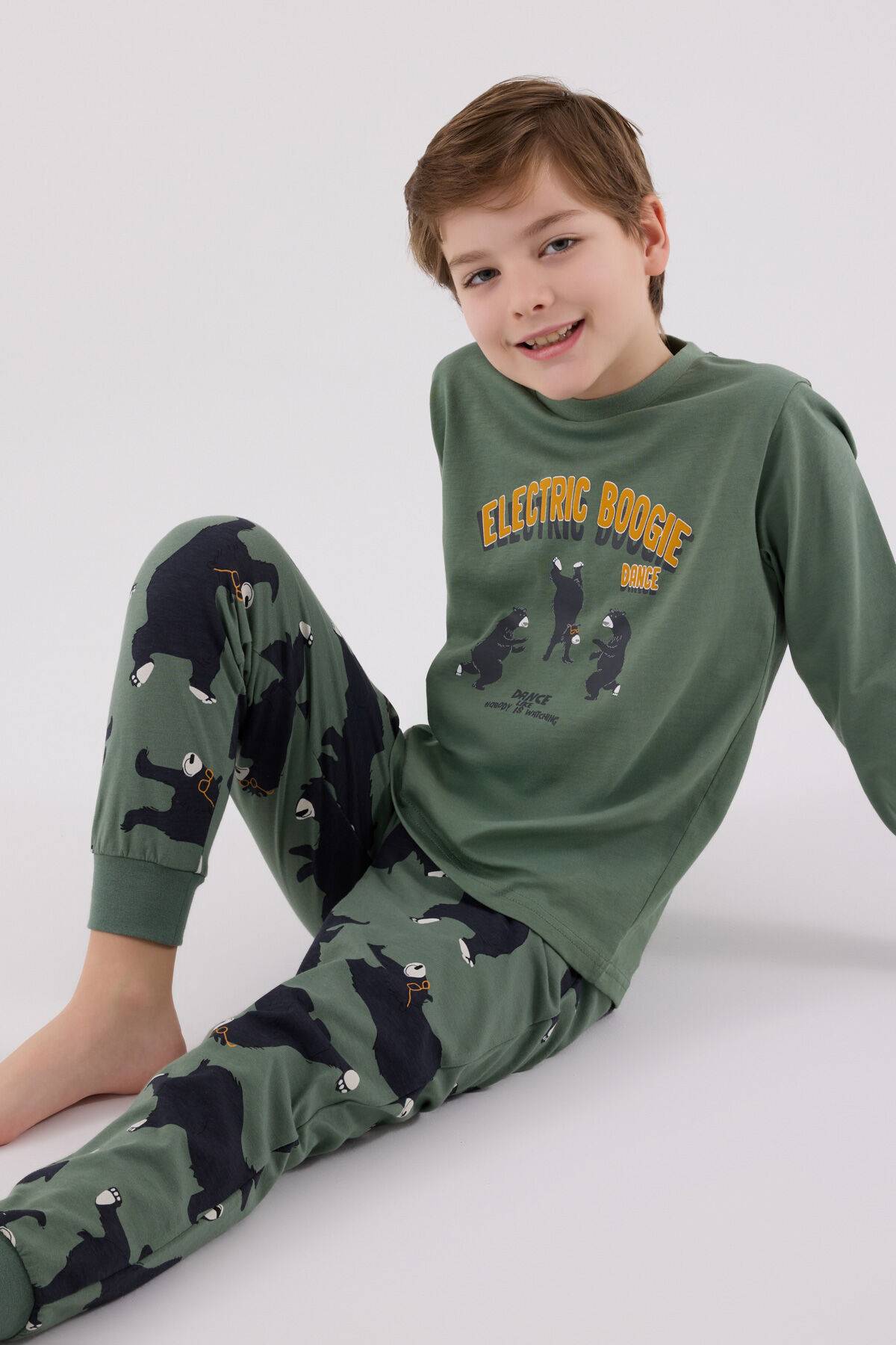 Rolypoly Erkek Çocuk Yeşil Pijama Takımı