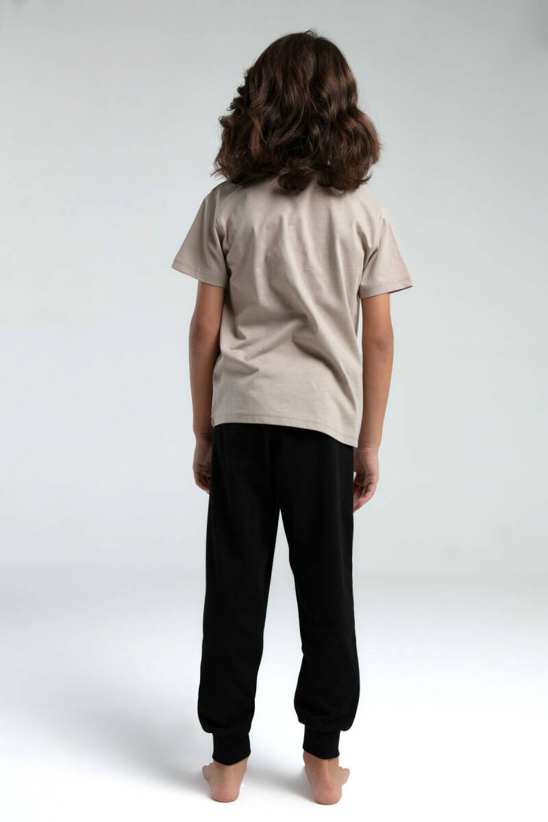 Rolypoly Erkek Çocuk Bisiklet Yaka Pigment Baskılı Yazlık Regular Fit Krem Pijama Takımı RP3556-C-V1 - 4