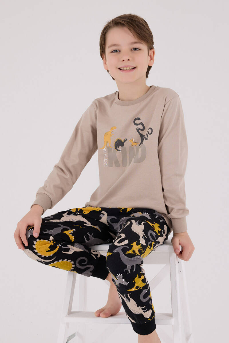 Rolypoly Erkek Çocuk Pamuklu Kışlık Regular Fit Kahverengi Pijama Takımı RP3660-C-V2 - 2