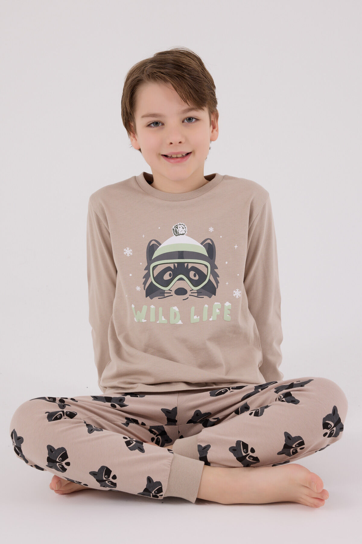 Rolypoly Erkek Çocuk Kahverengi Pijama Takımı