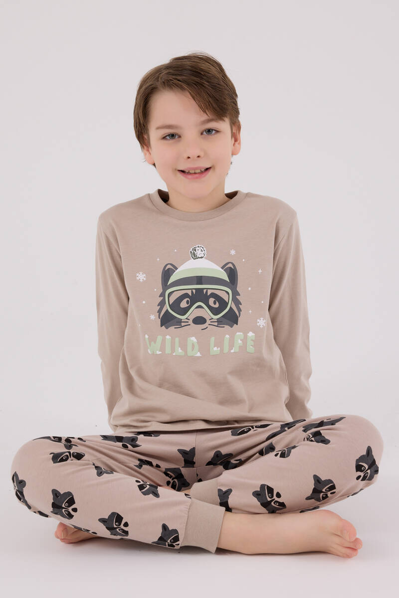 Rolypoly Erkek Çocuk Kahverengi Pijama Takımı