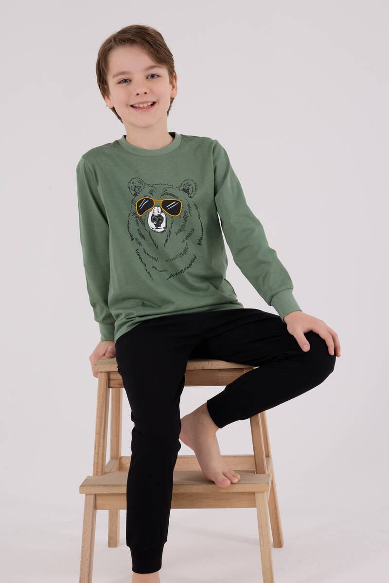 Rolypoly Erkek Çocuk Yeşil Pijama Takımı