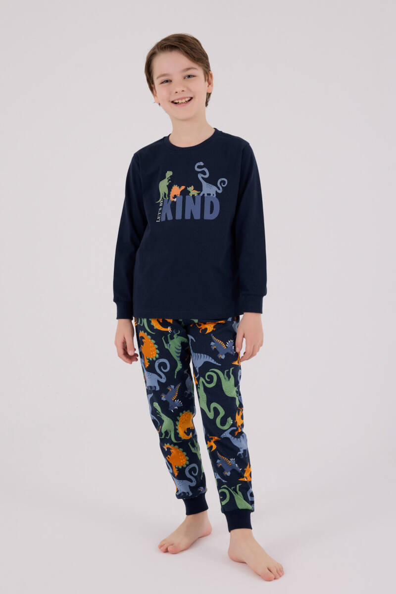 Rolypoly Erkek Çocuk Pamuklu Kışlık Regular Fit Lacivert Pijama Takımı RP3660-C-V1 - 2
