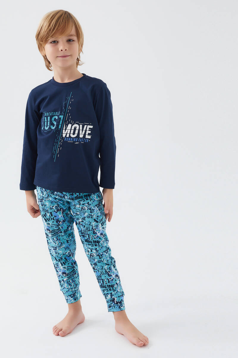 Rolypoly Move Running Faster Lacivert Erkek Çocuk Kısa Kol Pijama Takım