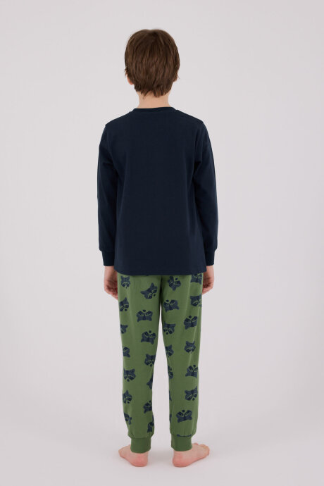 Rolypoly Erkek Çocuk Pamuklu Bisiklet Yaka Pigment Baskılı Kışlık Regular Fit Lacivert Pijama Takımı RP3668-C-V1 - 5