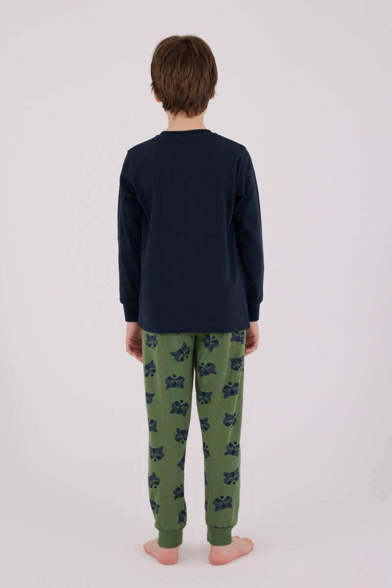 Rolypoly Erkek Çocuk Pamuklu Bisiklet Yaka Pigment Baskılı Kışlık Regular Fit Lacivert Pijama Takımı RP3668-C-V1 - 5