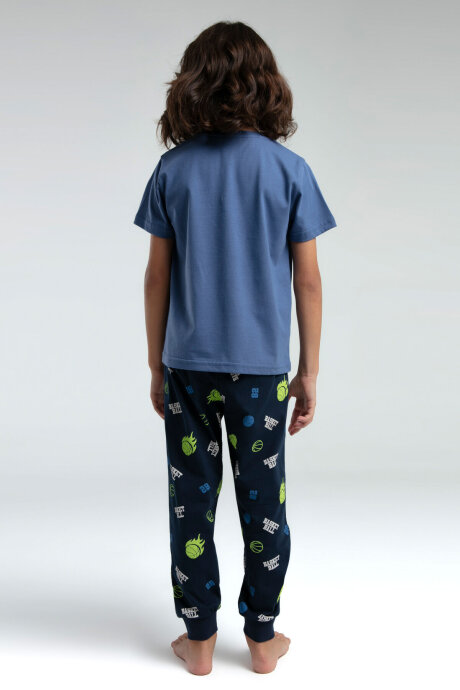 Rolypoly Erkek Çocuk Bisiklet Yaka Pigment Baskılı Yazlık Regular Fit Yeşil Pijama Takımı RP3530-C-V2 - 4