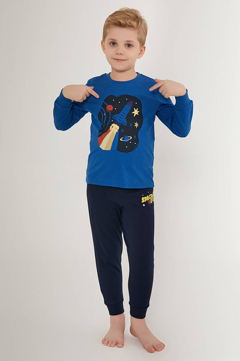 Rolypoly Spaced Out Mavi Erkek Çocuk Uzun Kol Pijama Takım