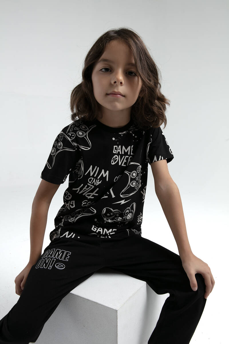 RolyPoly Erkek Çocuk Siyah Kısa Kol Pijama Takım RolyPoly Erkek Çocuk Siyah Kısa Kol Pijama Takım