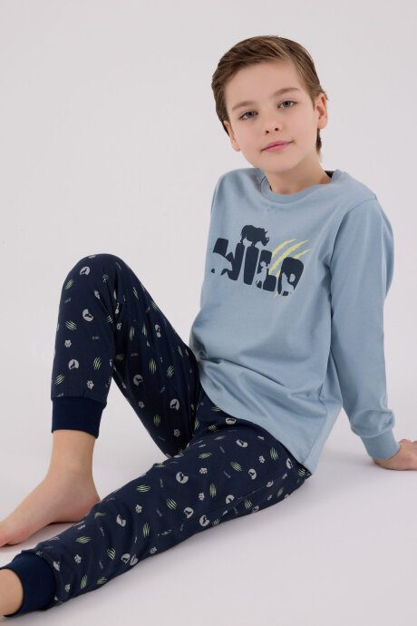 Rolypoly Erkek Çocuk Pamuklu Kışlık Regular Fit Yeşil Pijama Takımı RP3683-C-V2 - 1