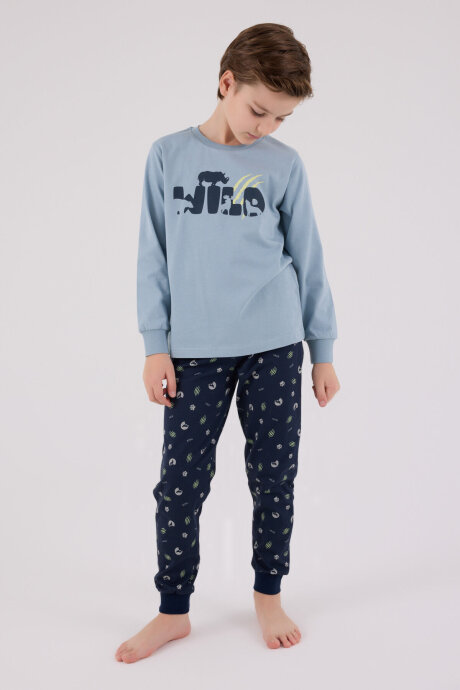 Rolypoly Erkek Çocuk Pamuklu Kışlık Regular Fit Yeşil Pijama Takımı RP3683-C-V2 - 2