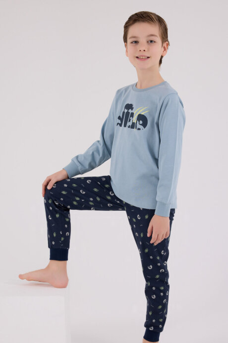 Rolypoly Erkek Çocuk Pamuklu Kışlık Regular Fit Yeşil Pijama Takımı RP3683-C-V2 - 3