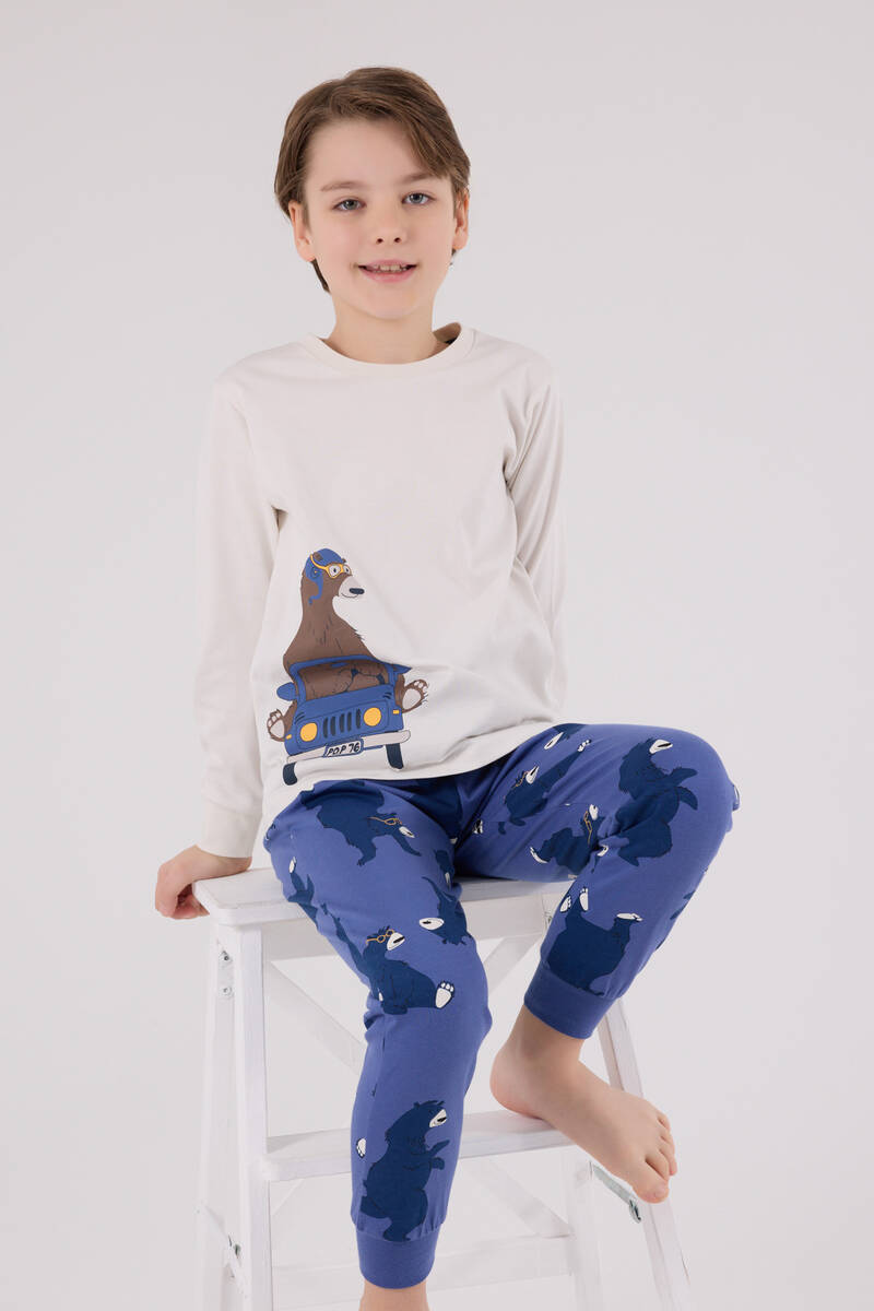 Rolypoly Erkek Çocuk Beyaz Pijama Takımı