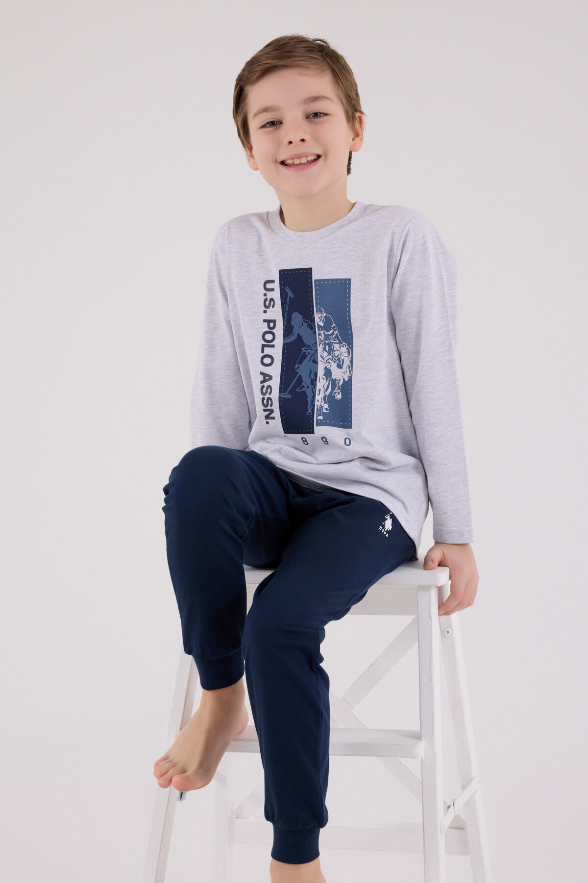 U.S. Polo Assn Erkek Çocuk Gri Pijama Takımı