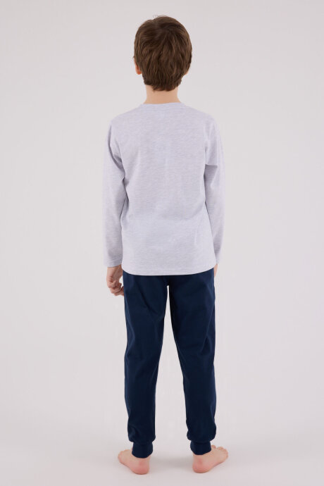U.S. Polo Assn. Erkek Çocuk Bisiklet Yaka Pigment Baskılı Kışlık Regular Fit Gri Pijama Takımı US2206-C-V1 - 5
