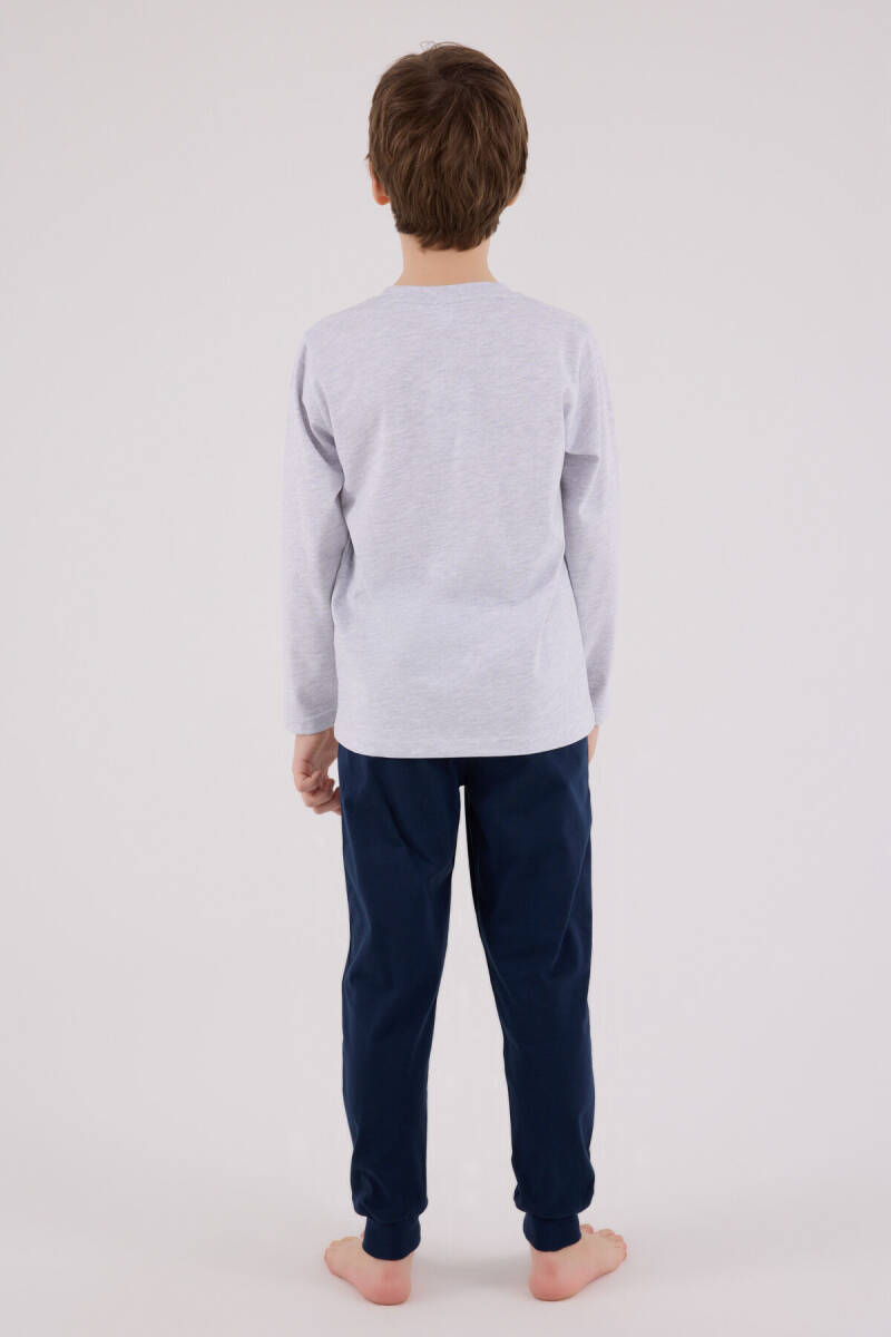 U.S. Polo Assn. Erkek Çocuk Bisiklet Yaka Pigment Baskılı Kışlık Regular Fit Gri Pijama Takımı US2206-C-V1 - 5