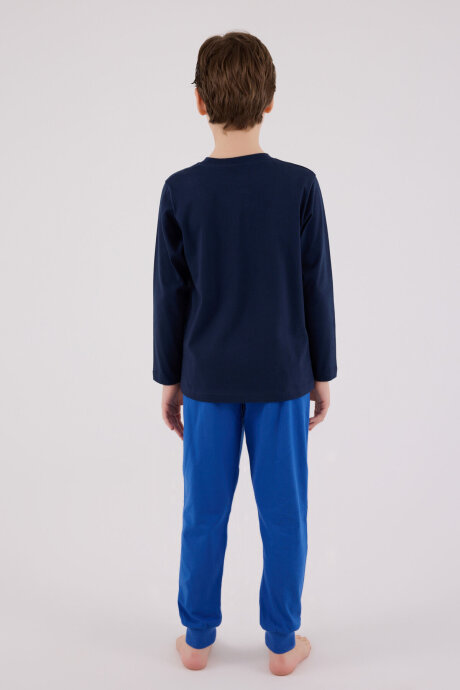 U.S. Polo Assn. Erkek Çocuk Pamuklu Bisiklet Yaka Pigment Baskılı Kışlık Regular Fit Lacivert Pijama Takımı US2206-C-V2 - 5