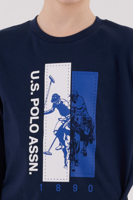 U.S. Polo Assn. Erkek Çocuk Pamuklu Bisiklet Yaka Pigment Baskılı Kışlık Regular Fit Lacivert Pijama Takımı US2206-C-V2 - 6