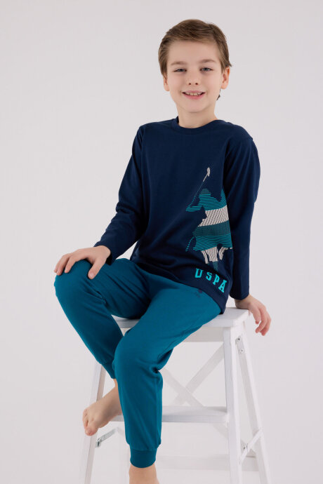 U.S. Polo Assn. Erkek Çocuk Kışlık Regular Fit Lacivert Pijama Takımı US2226-C-V2