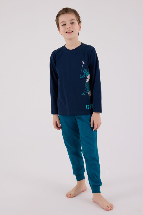 U.S. Polo Assn. Erkek Çocuk Kışlık Regular Fit Lacivert Pijama Takımı US2226-C-V2 (1)