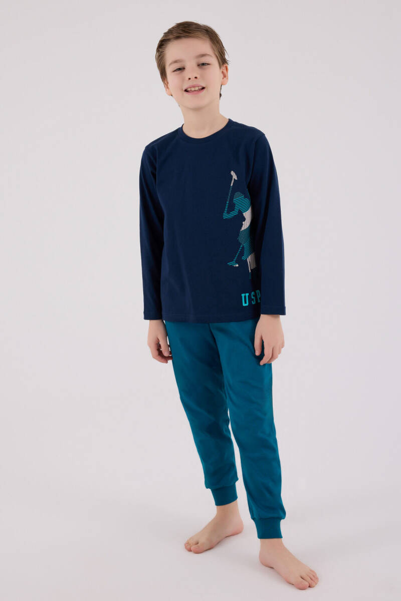 U.S. Polo Assn. Erkek Çocuk Kışlık Regular Fit Lacivert Pijama Takımı US2226-C-V2 - 2
