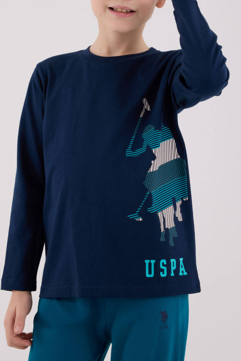 U.S. Polo Assn. Erkek Çocuk Kışlık Regular Fit Lacivert Pijama Takımı US2226-C-V2 - 3
