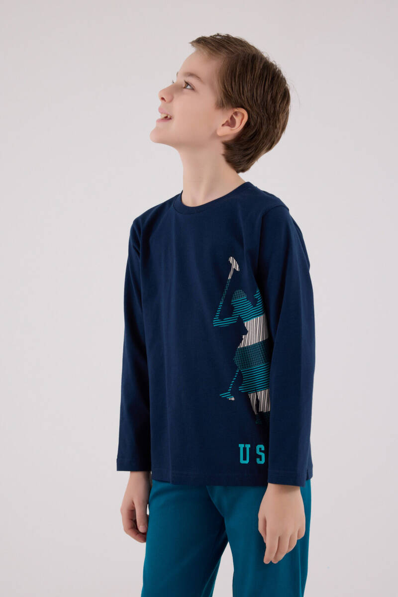 U.S. Polo Assn. Erkek Çocuk Kışlık Regular Fit Lacivert Pijama Takımı US2226-C-V2 - 4
