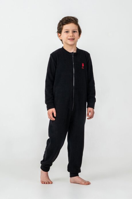 U.S. Polo Assn. Erkek Çocuk Pamuklu Kışlık Regular Fit Siyah Tulum US2237-C-V2 - 4