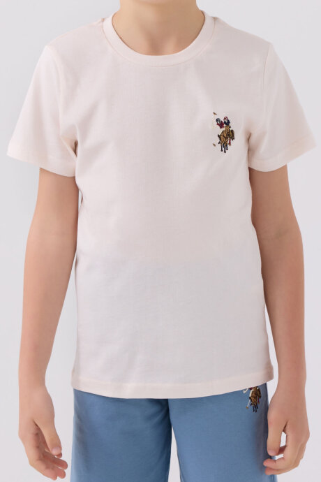 U.S. Polo Assn. Erkek Çocuk Pamuklu Bisiklet Yaka Sargı Nakışlı Yazlık Regular Fit Beyaz Bermuda Takım US1391-C-V6 - 4