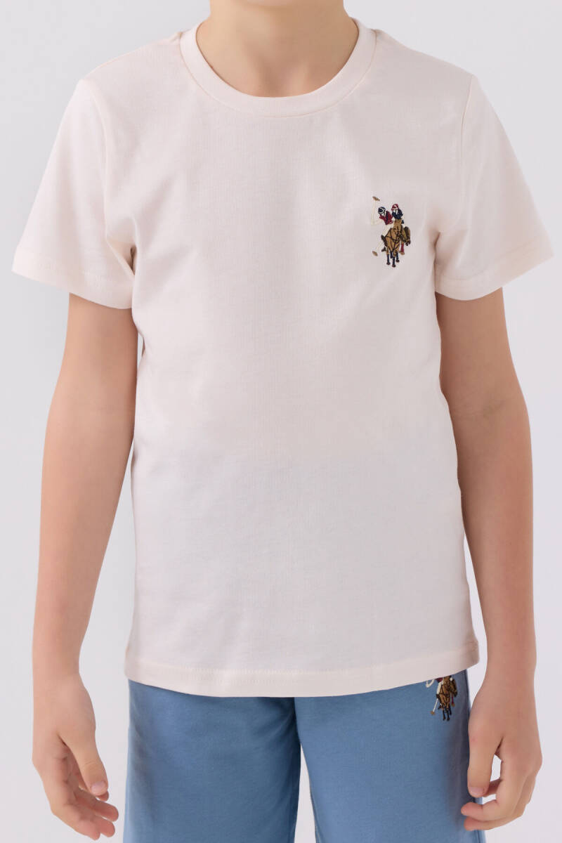 U.S. Polo Assn. Erkek Çocuk Pamuklu Bisiklet Yaka Sargı Nakışlı Yazlık Regular Fit Beyaz Bermuda Takım US1391-C-V6 - 4
