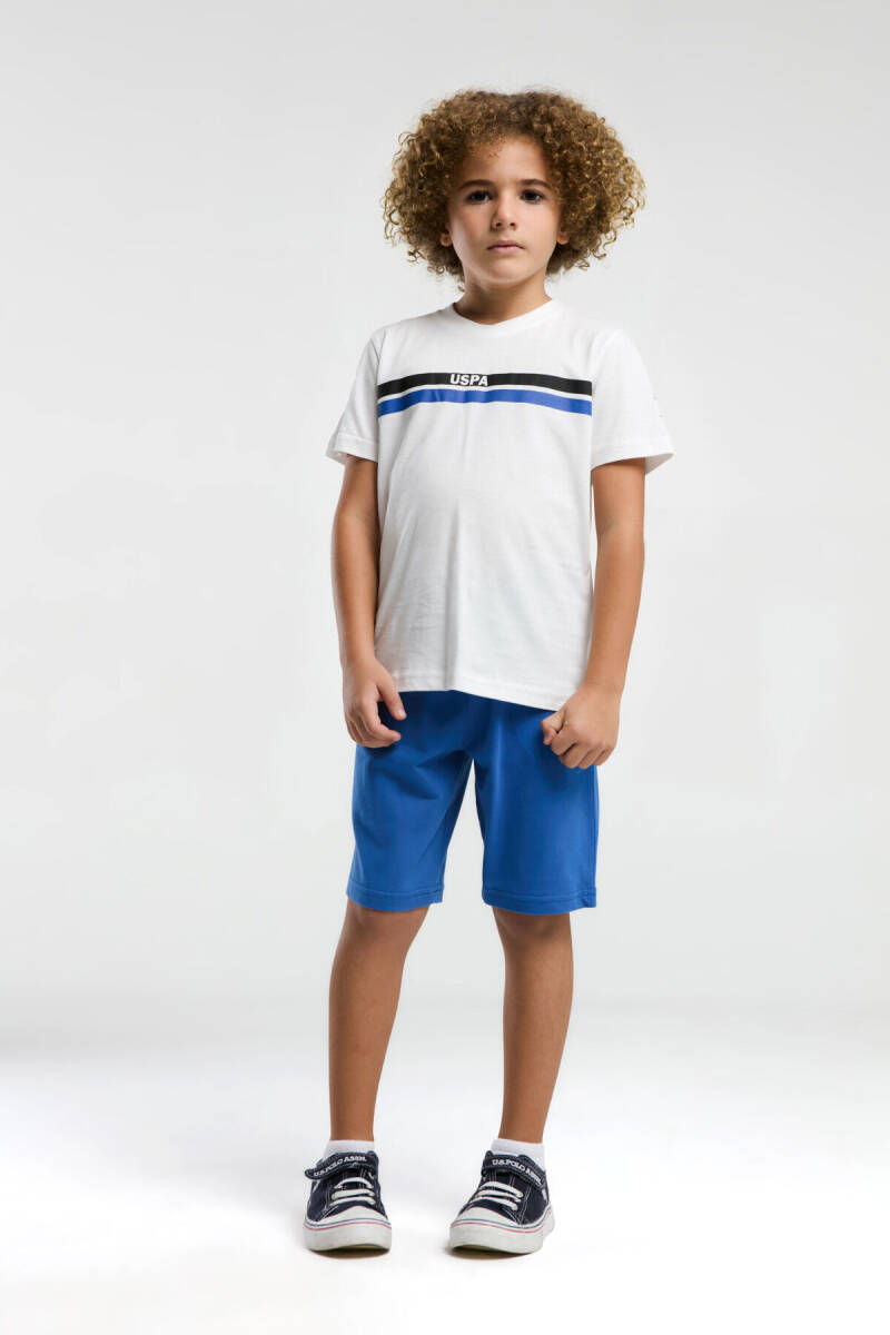 U.S. Polo Assn. Erkek Çocuk Bisiklet Yaka Pigment Baskılı Yazlık Regular Fit Beyaz Bermuda Takım US2020-C-V2 - 3