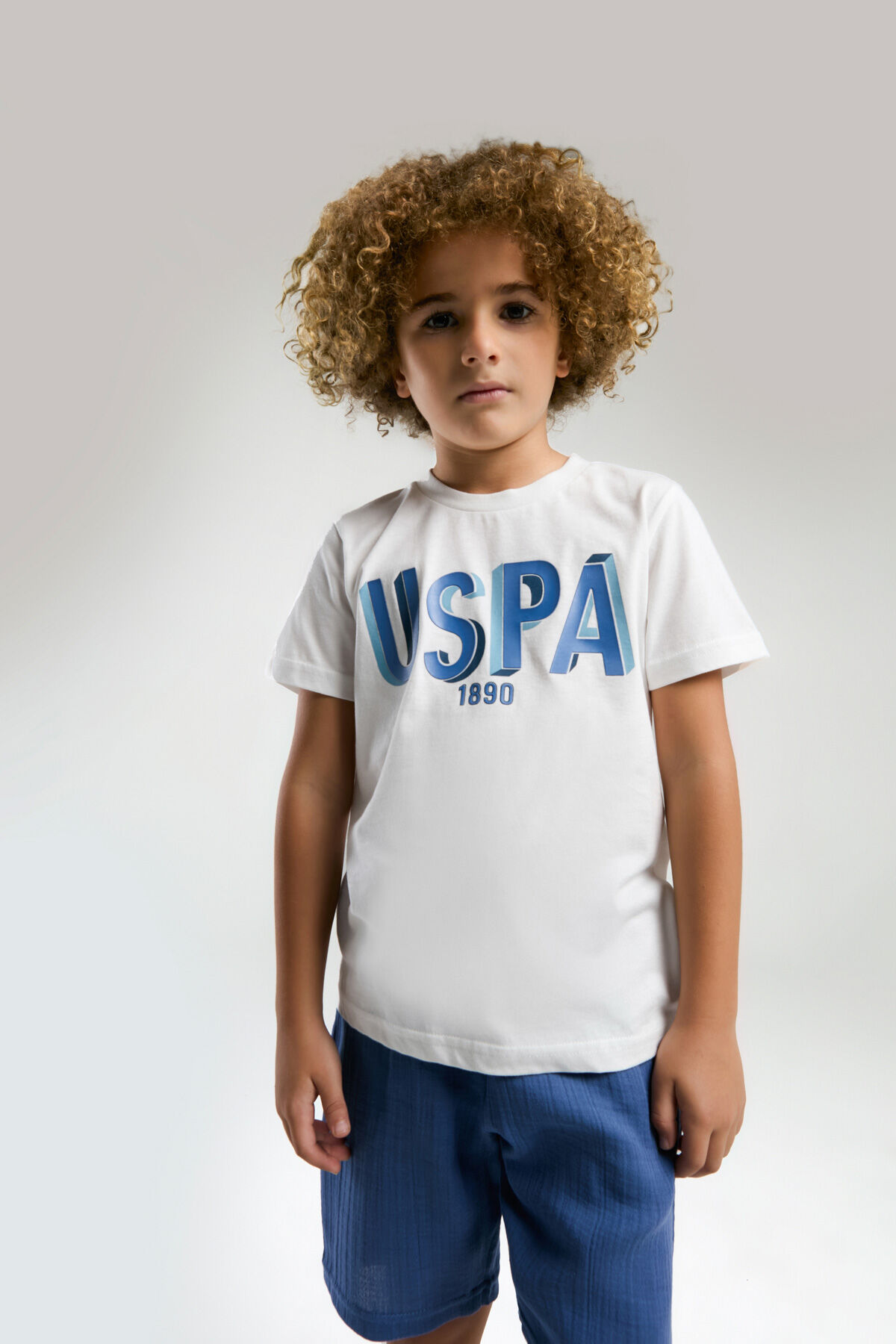 U.S. Polo Assn Erkek Çocuk Beyaz Bermuda Takım