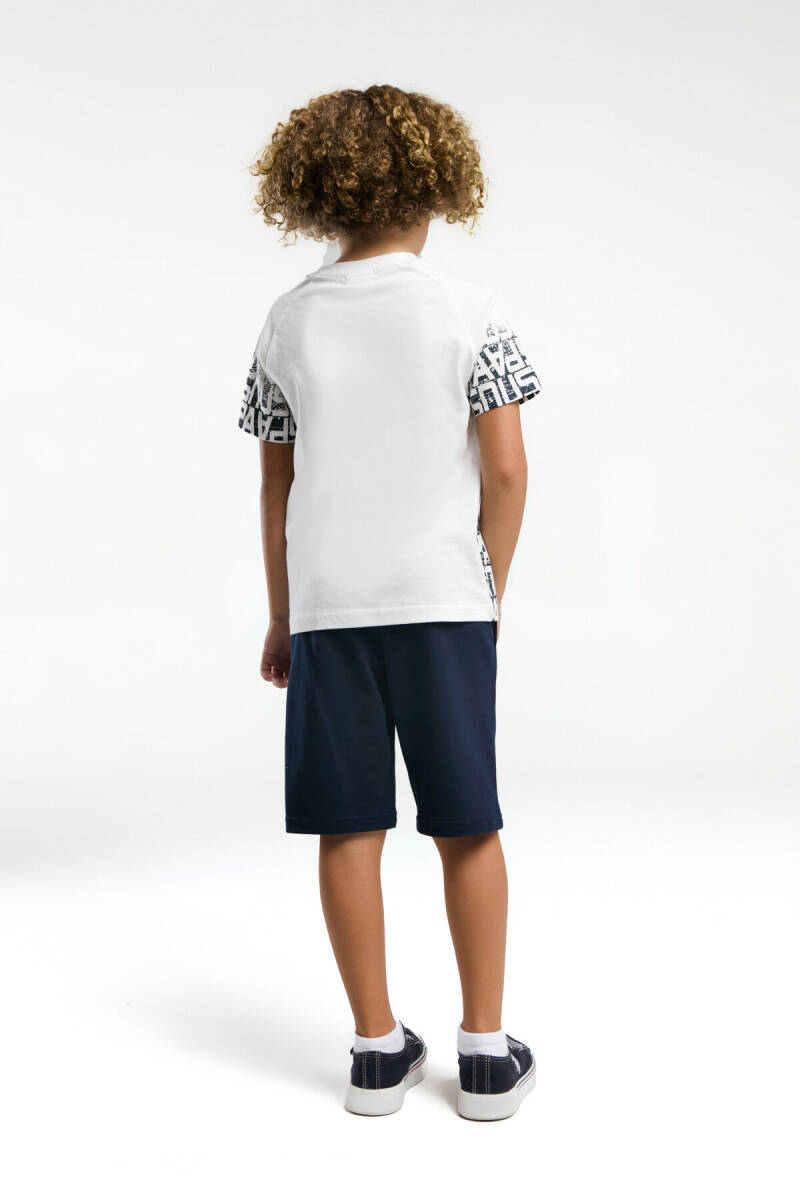 U.S. Polo Assn. Erkek Çocuk Bisiklet Yaka Pigment Baskılı Yazlık Regular Fit Beyaz Bermuda Takım US2057-C-V2 - 5