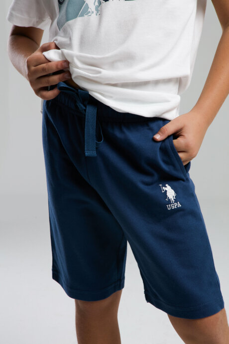 U.S. Polo Assn. Erkek Çocuk Pamuklu Bisiklet Yaka Pigment Baskılı Yazlık Regular Fit Beyaz Bermuda Takım US2012-C-V2 - 3