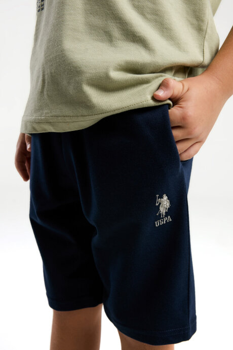 U.S. Polo Assn. Erkek Çocuk Pamuklu Bisiklet Yaka Pigment Baskılı Yazlık Regular Fit Yeşil Bermuda Takım US2028-C-V2 - 4