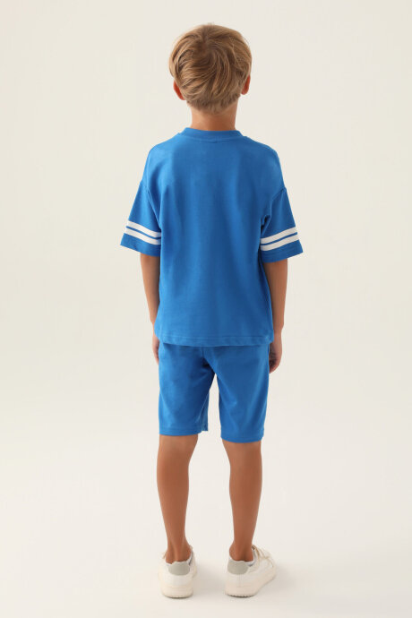 U.S. Polo Assn. Erkek Çocuk Pamuklu Bisiklet Yaka Pigment Baskılı Yazlık Regular Fit Mavi Bermuda Takım US1709-C-V1 - 5