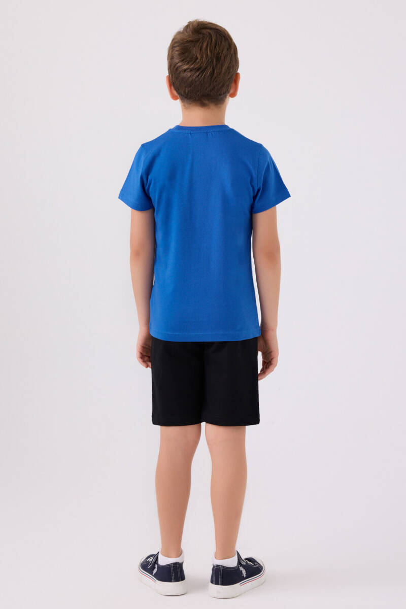 U.S. Polo Assn. Erkek Çocuk Pamuklu Bisiklet Yaka Pigment Baskılı Yazlık Regular Fit Mavi Bermuda Takım US1390-C-V5 - 5