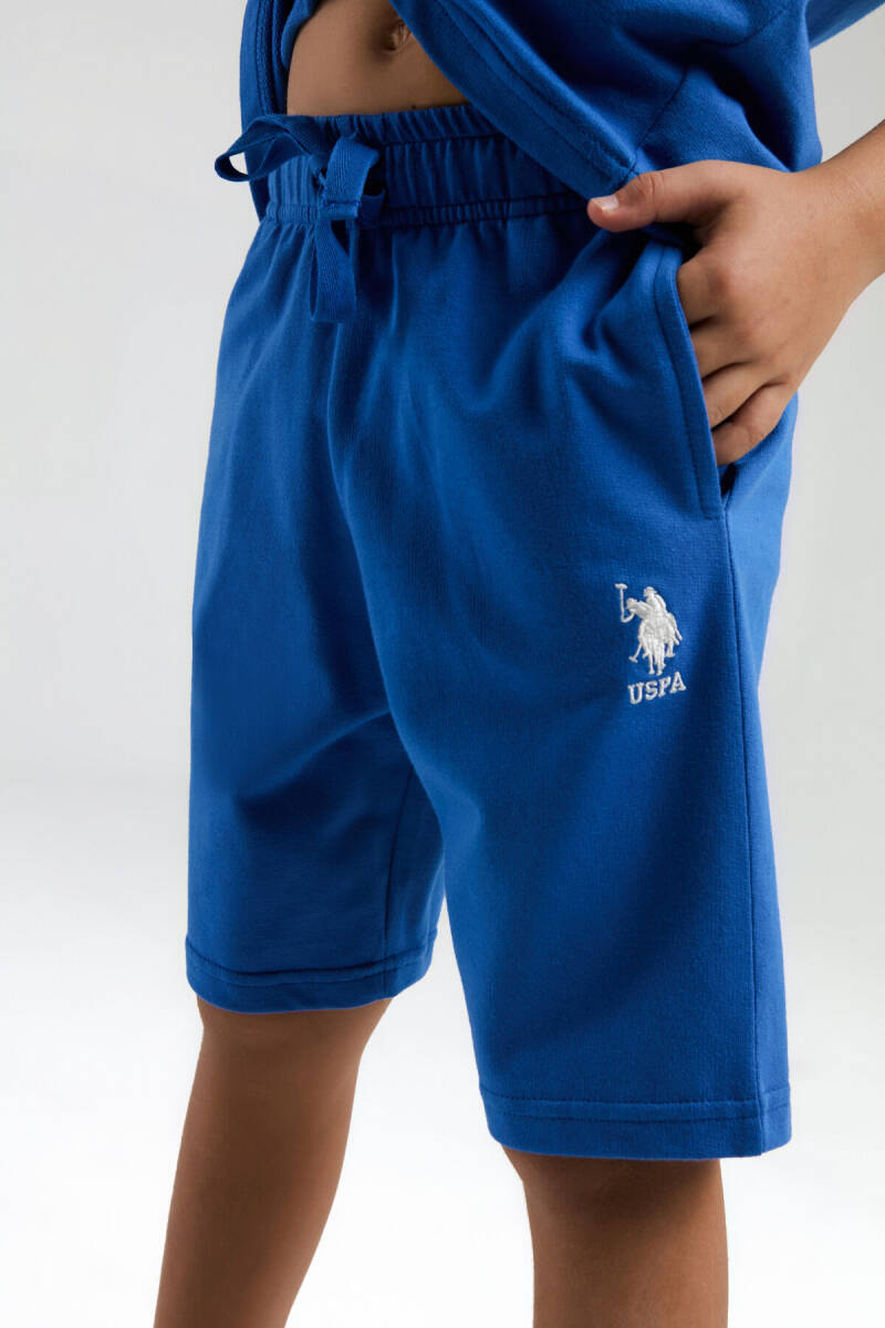 U.S. Polo Assn. Erkek Çocuk Pamuklu Bisiklet Yaka Pigment Baskılı Yazlık Regular Fit Mavi Bermuda Takım US2022-C-V4 - 5