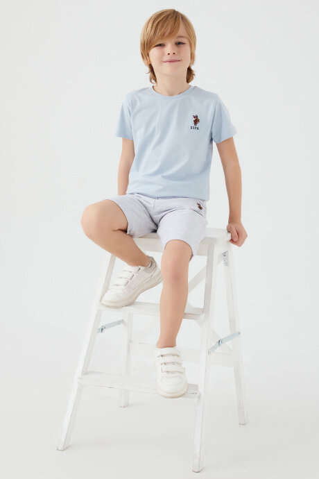 U.S. Polo Assn. Erkek Çocuk Bisiklet Yaka Sargı Nakışlı Yazlık Regular Fit Mavi Bermuda Takım US1391-C-V4