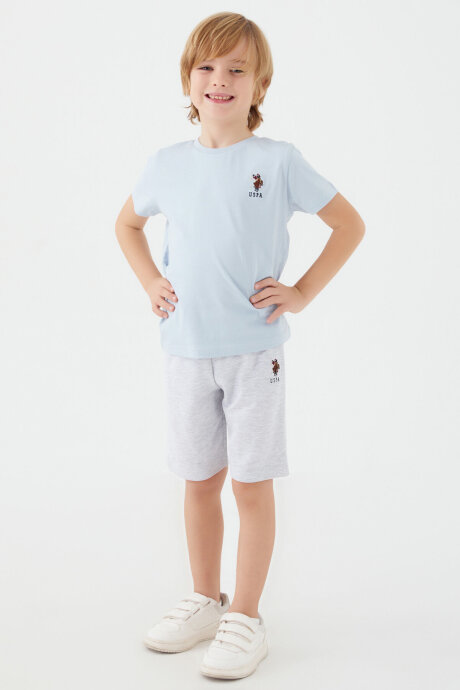 U.S. Polo Assn. Erkek Çocuk Bisiklet Yaka Sargı Nakışlı Yazlık Regular Fit Mavi Bermuda Takım US1391-C-V4 (1)
