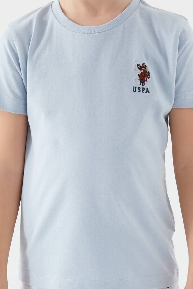 U.S. Polo Assn. Erkek Çocuk Pamuklu Bisiklet Yaka Sargı Nakışlı Yazlık Regular Fit Mavi Bermuda Takım US1391-C-V4 - 4