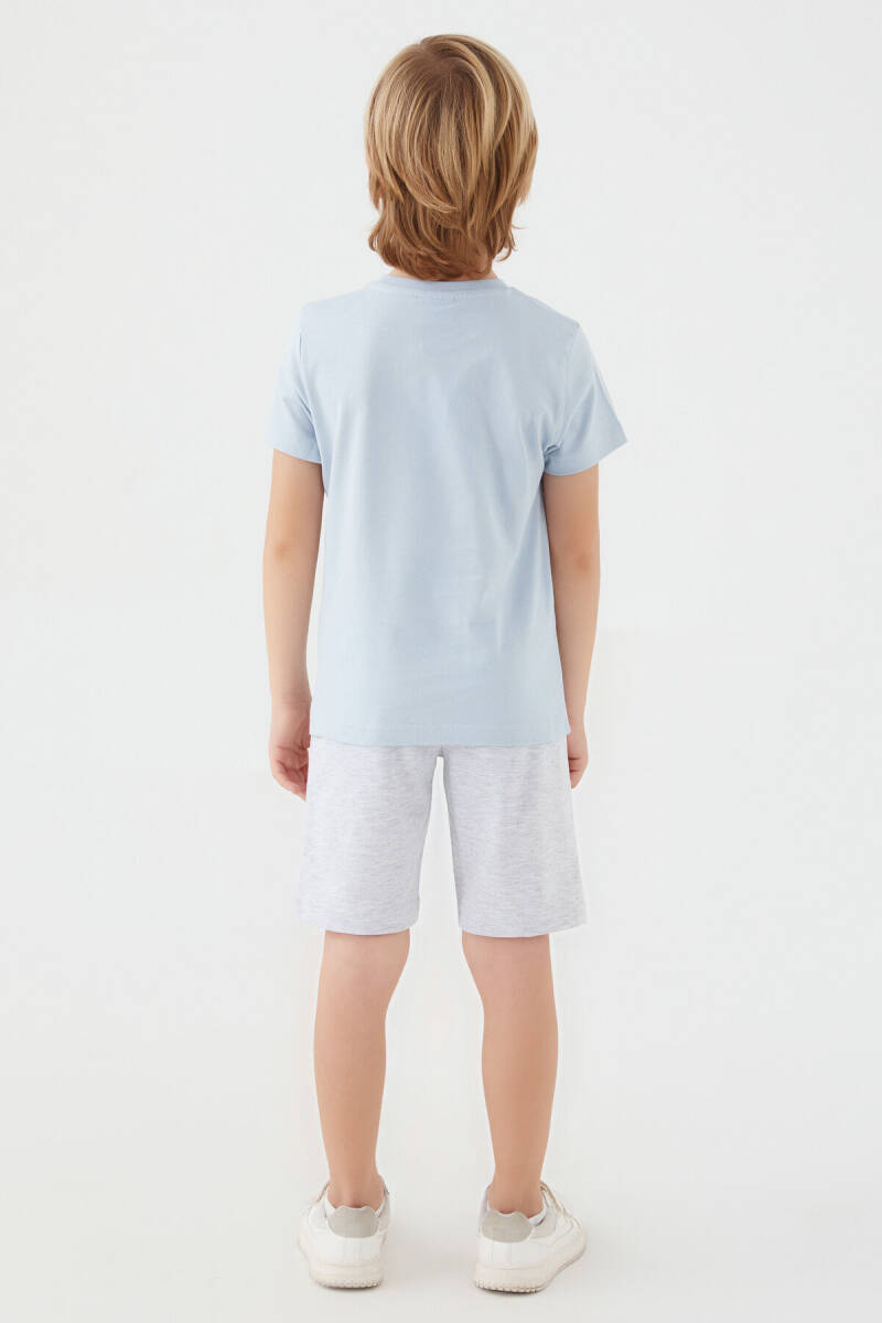 U.S. Polo Assn. Erkek Çocuk Pamuklu Bisiklet Yaka Sargı Nakışlı Yazlık Regular Fit Mavi Bermuda Takım US1391-C-V4 - 5
