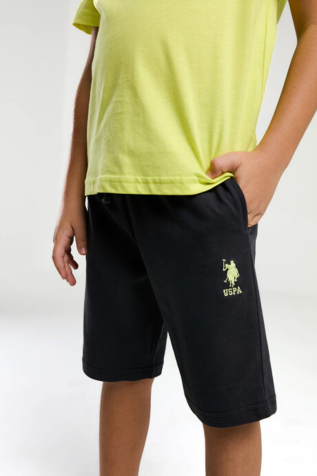 U.S. Polo Assn. Erkek Çocuk Pamuklu Bisiklet Yaka Pigment Baskılı Yazlık Regular Fit Yeşil Bermuda Takım US2054-C-V1 - 4