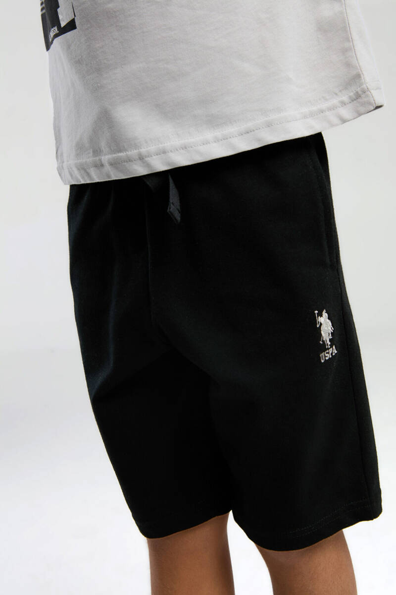 U.S. Polo Assn. Erkek Çocuk Pamuklu Bisiklet Yaka Pigment Baskılı Yazlık Regular Fit Gri Bermuda Takım US2052-C-V2 - 4