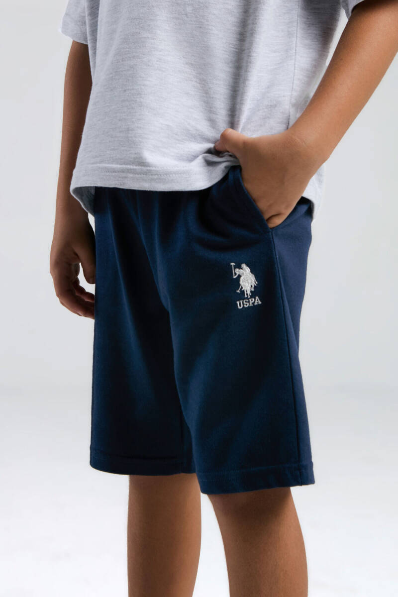 U.S. Polo Assn. Erkek Çocuk Bisiklet Yaka Pigment Baskılı Yazlık Regular Fit Gri Bermuda Takım US2055-C-V2 - 4