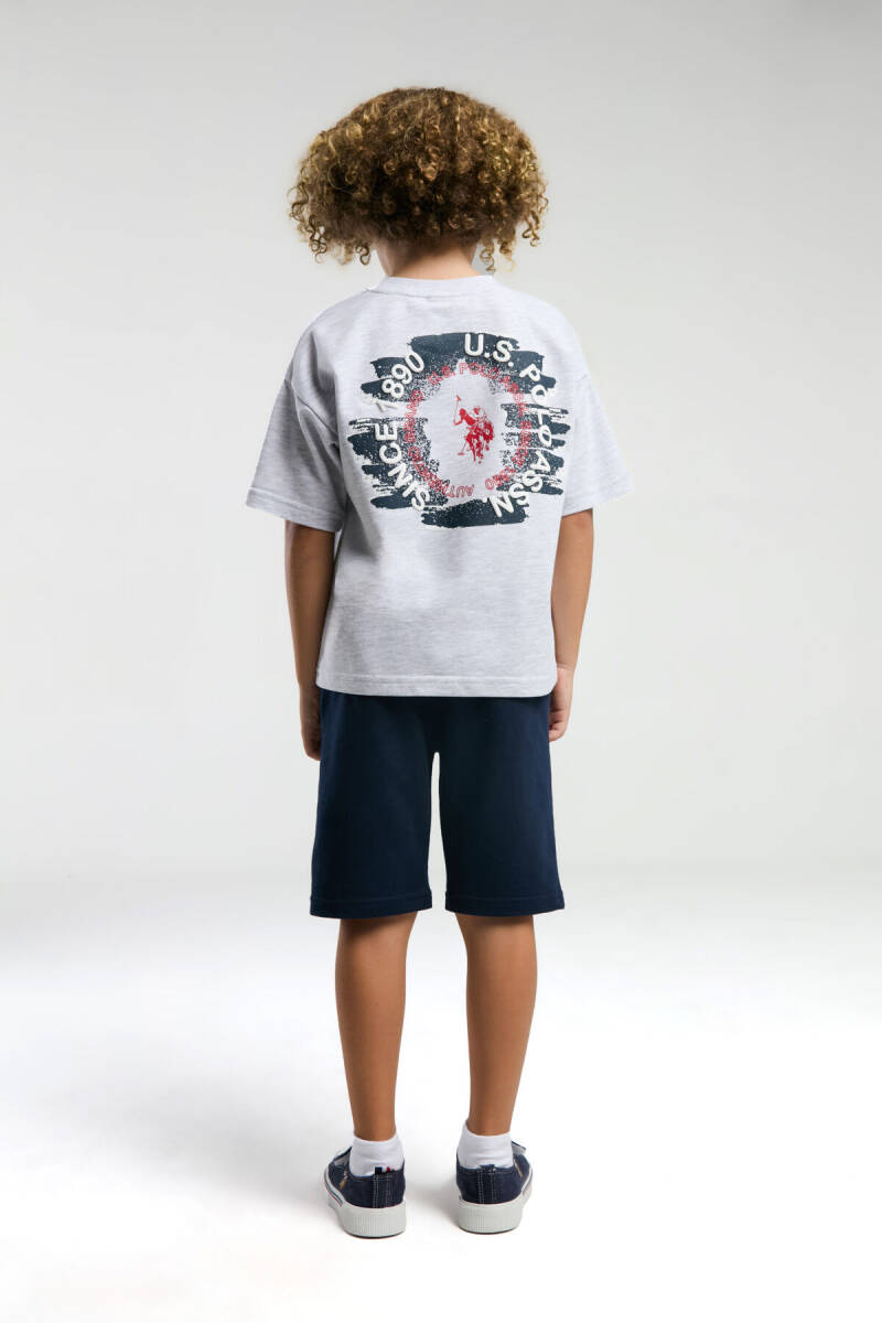 U.S. Polo Assn. Erkek Çocuk Bisiklet Yaka Pigment Baskılı Yazlık Regular Fit Gri Bermuda Takım US2055-C-V2 - 5
