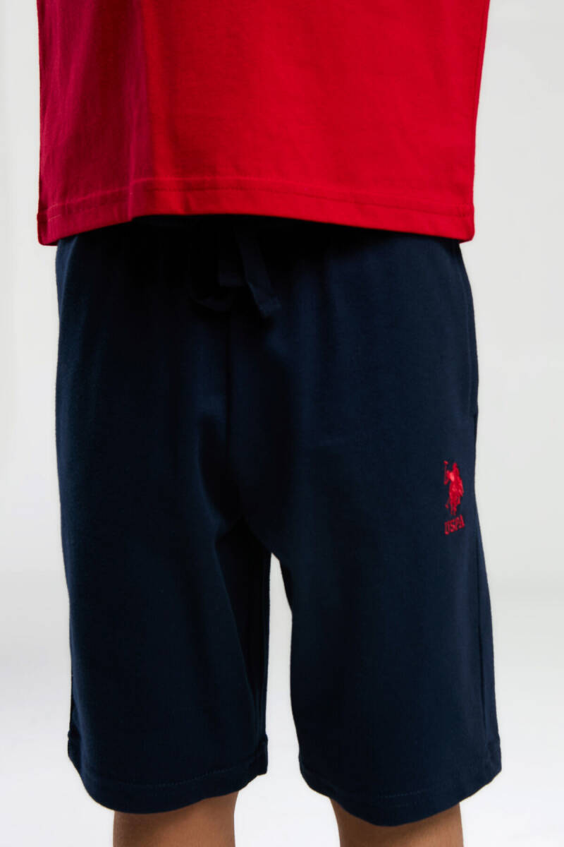 U.S. Polo Assn. Erkek Çocuk Bisiklet Yaka Pigment Baskılı Yazlık Regular Fit Kırmızı Bermuda Takım US2011-C-V1 - 3